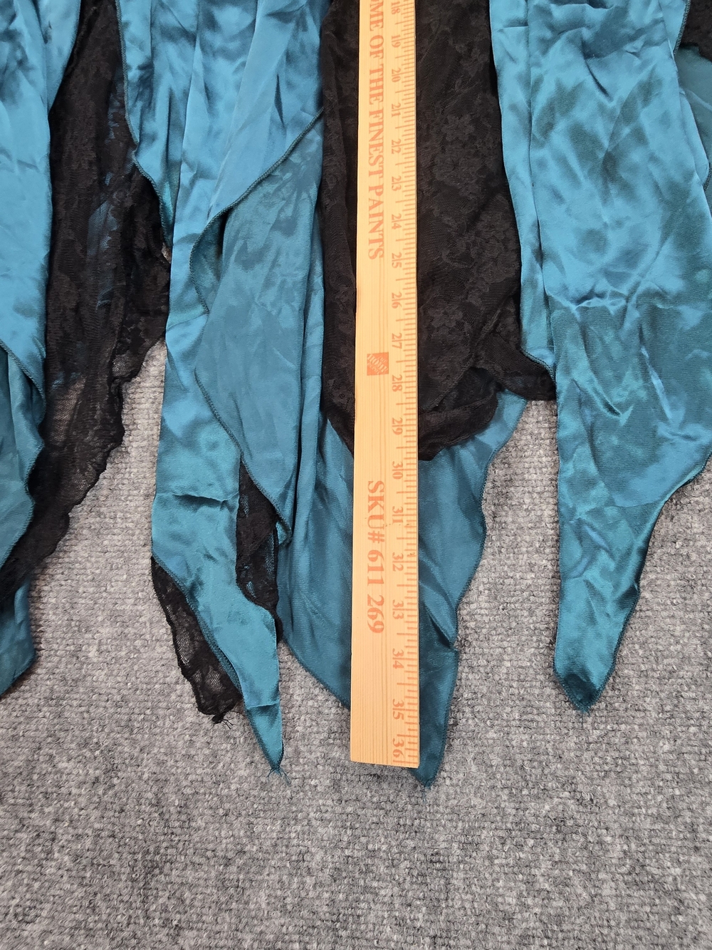 Handmade Black Emerald Fairycore Lace Handkerchief Hem Maxi Skirt Boho Festival - Picture 6 of 6